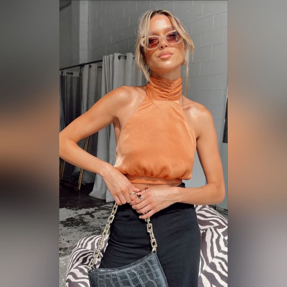 Princess Polly Orange Crop Tank Top Size 6
